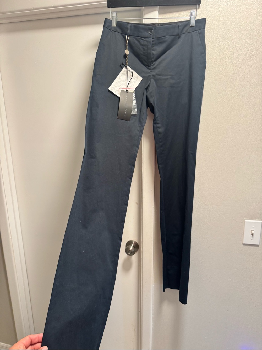 John Richmond Black Cotton Stretch Pants Size 42 NWT